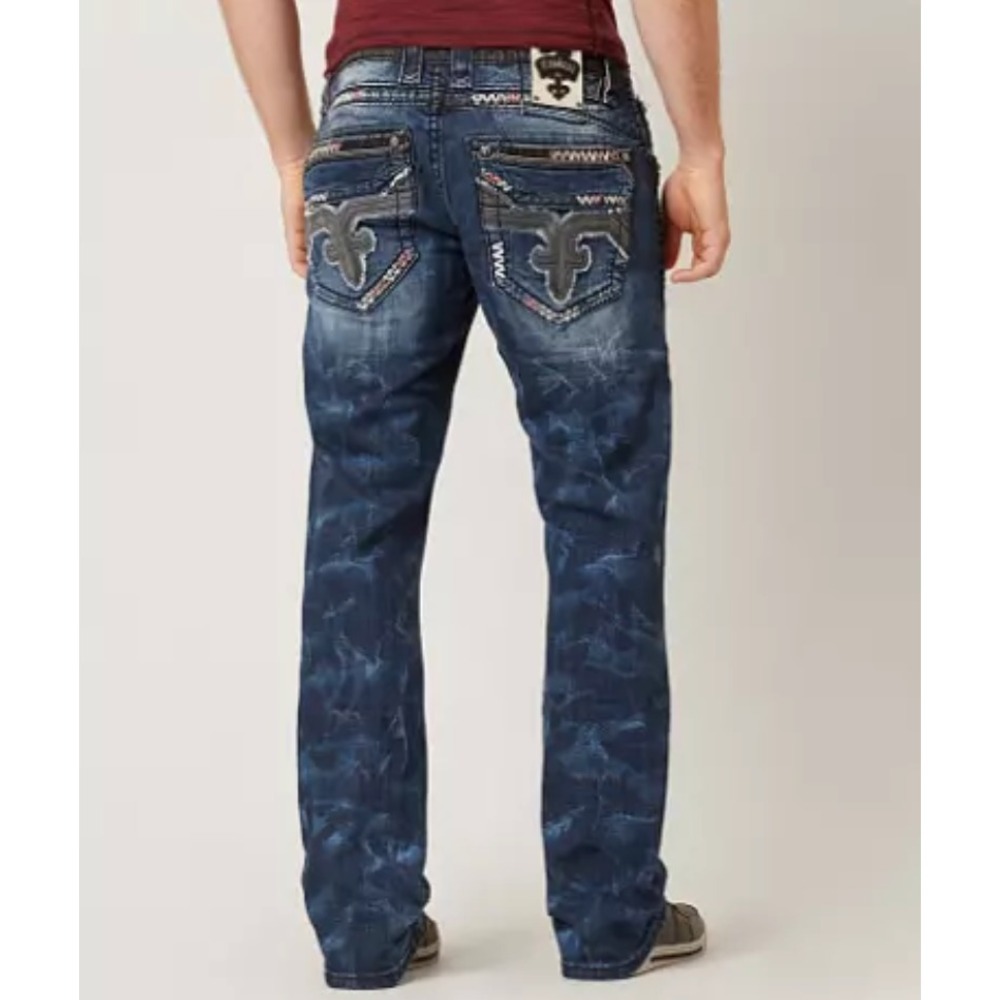 Rock Revival Relaxed Straight Stretch Jean Men 38x31 (Tag 36 Rudy EQ2 Cloud Wash